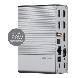 HyperDrive GEN2 18-Port USB-C Docking Station + 180W Power Adapter Bundle