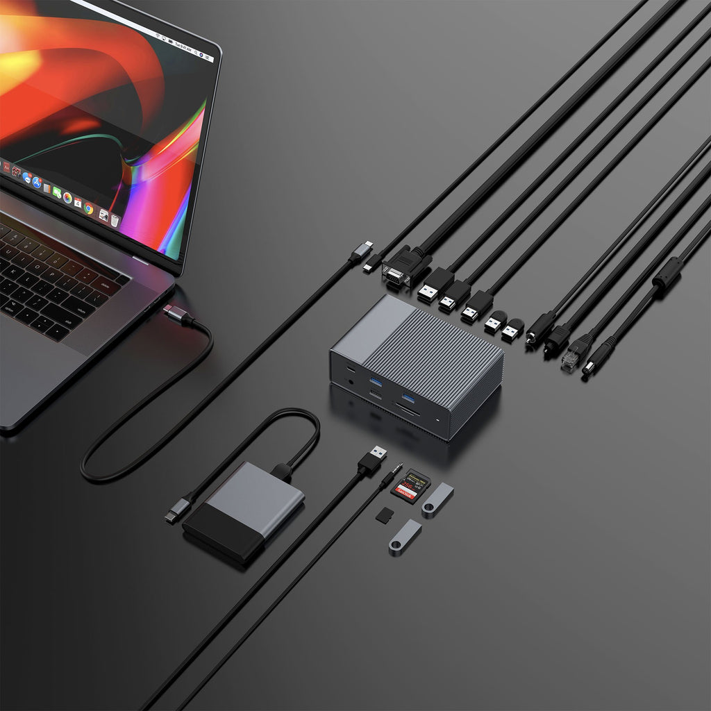 HyperDrive GEN2 18-Port USB-C Docking Station + 180W Power Adapter Bundle