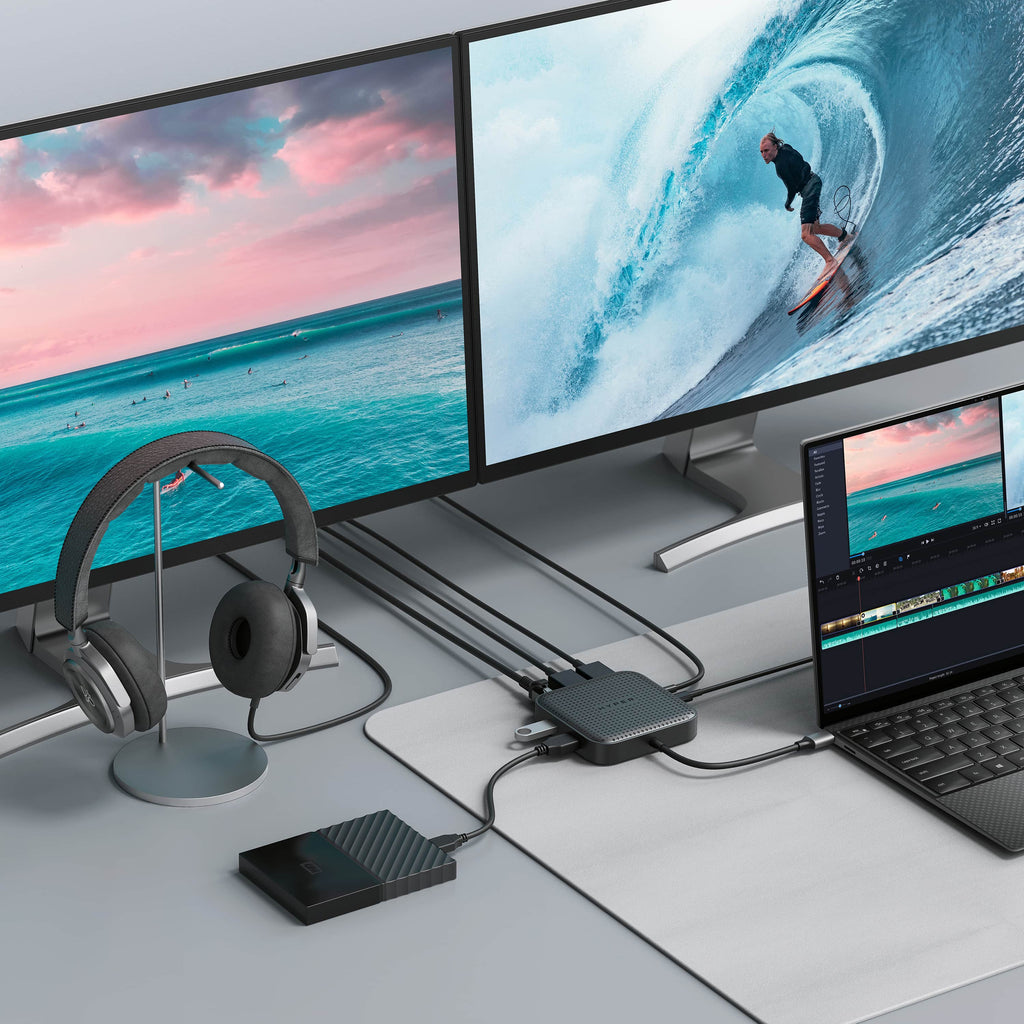 Desktop Anywhere HyperDrive Dual Monitor USB4 Mobile Dock and Cable Bundle